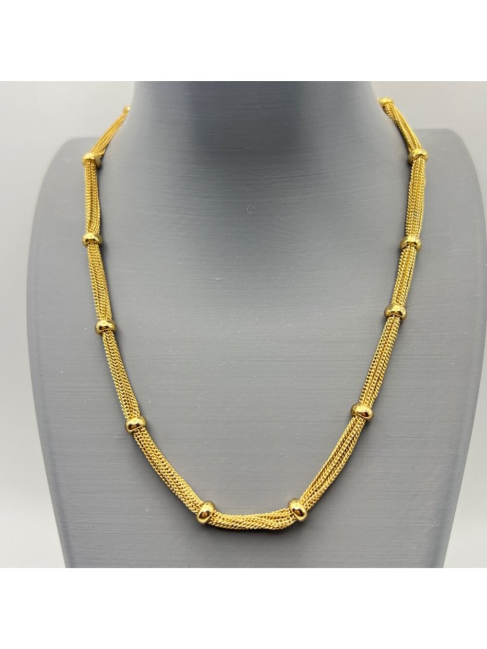 NWT Anne Klein Gold Tone Multi Strand Woven Mesh Station Necklace 15.5-18.5" - Picture 8 of 9